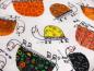 Preview: Patchwork Stoff Nahansicht Schildkröten orange gelb schwarz